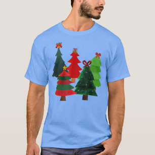 CAMISETA ÁRVORES DE NATAL, ESTRELAS, ARCOS E BA DECORADAS X