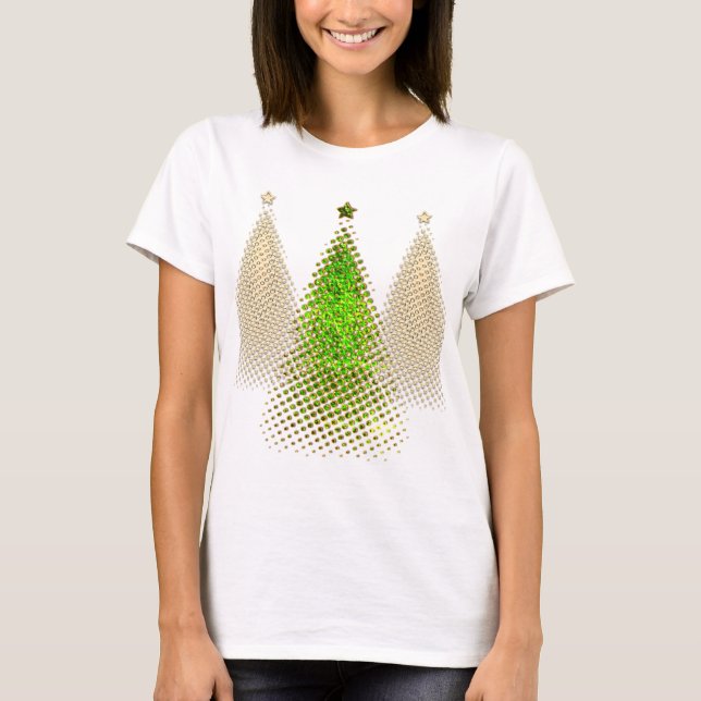 Camiseta Árvores de Natal Festivas (Frente)