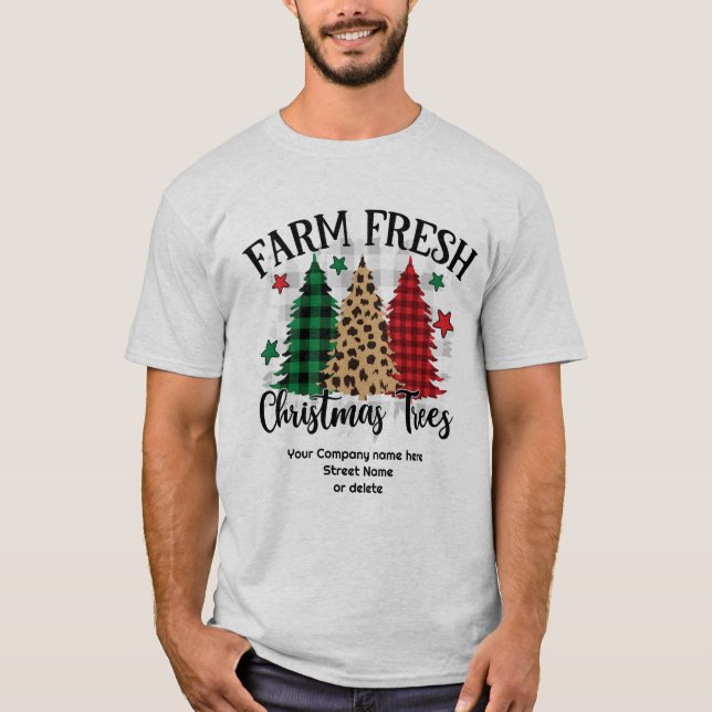 Camiseta Árvores de Natal frescas de fazenda, modernas e si (Frente)