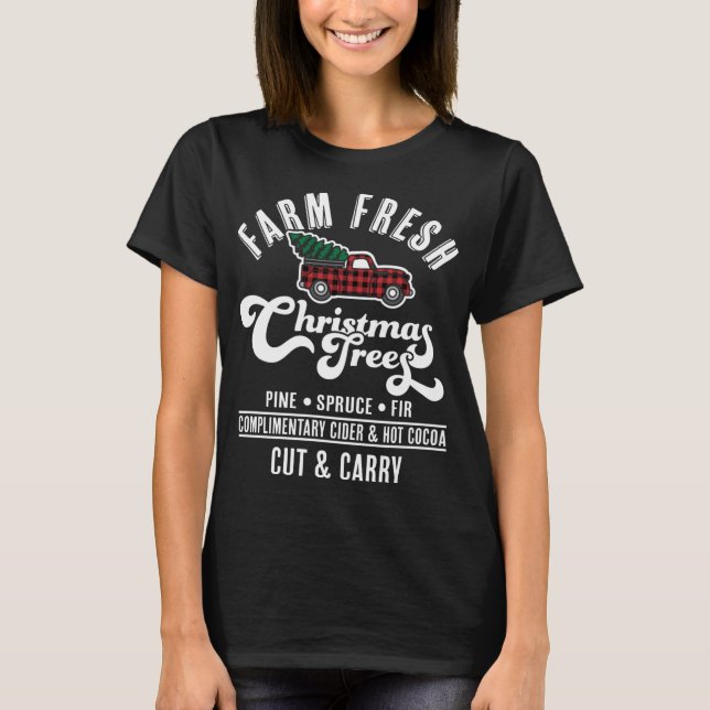 Camiseta Árvores de Natal frescas fazendas - Natal de camin (Frente)