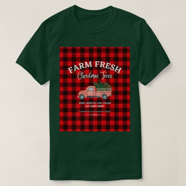 Camiseta ÁRVORES DE NATAL FRESCO DE fazenda, VELHO CAMINHÃO (Frente do Design)