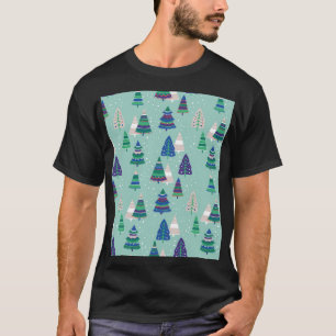 Camiseta Árvores de Natal, fundo azul