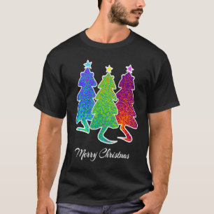 Camiseta Árvores de Natal Gato Lizard Dinossauro Rato Azul