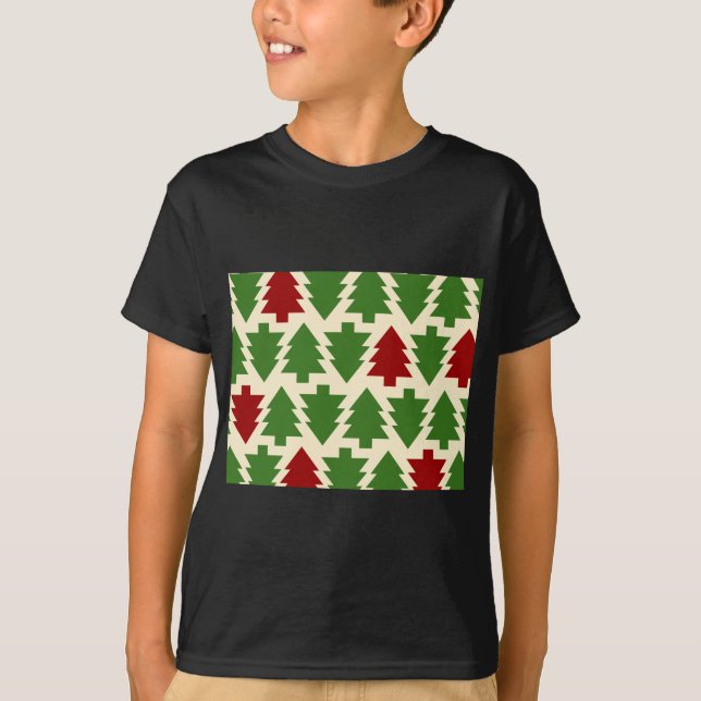 Camiseta Árvores de Natal Padrão de Feriado (Frente)