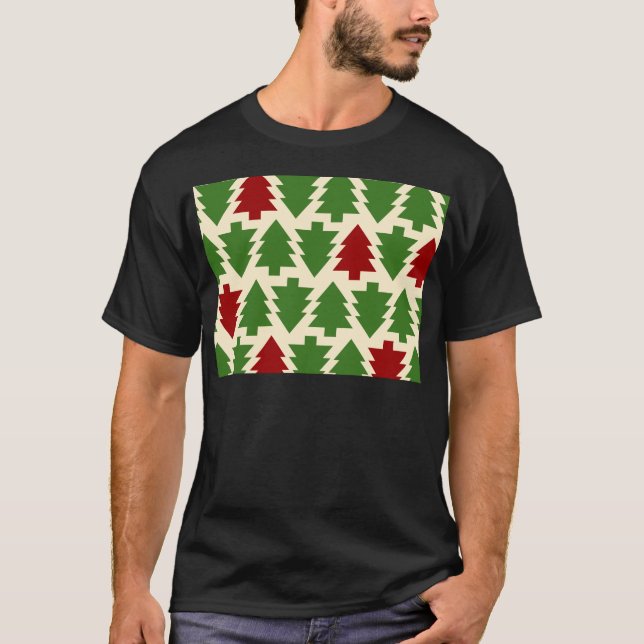 Camiseta Árvores de Natal Padrão de Feriado (Frente)
