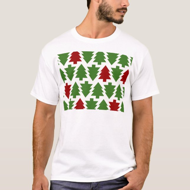 Camiseta Árvores de Natal Padrão de Feriado (Frente)