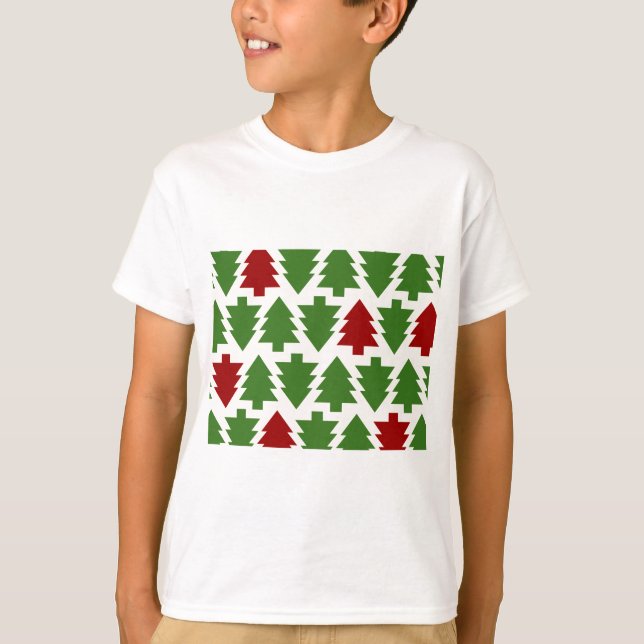 Camiseta Árvores de Natal Padrão de Feriado (Frente)