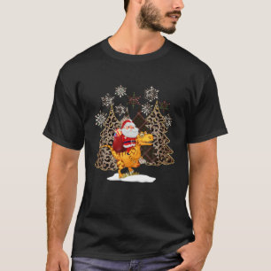 Camiseta Árvores de Natal Papais noeis-leopardo-Xadrezes