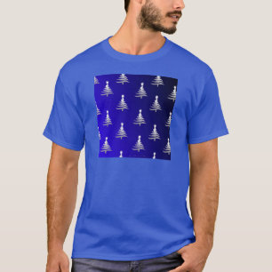 Camiseta Árvores de Natal Prateadas em Azul Cobalto