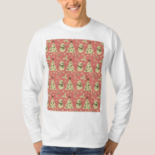 Camiseta Árvores de Natal retrô azevinho estrela de cana de