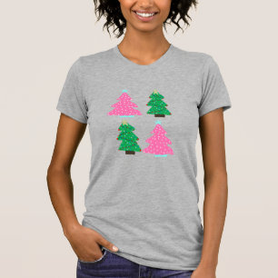 Camiseta Árvores de Natal rosa e verde