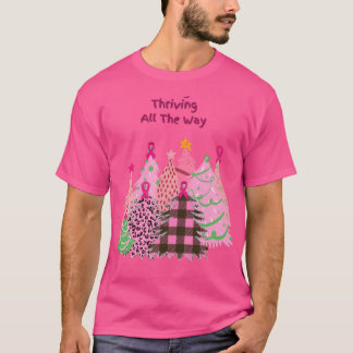 Camiseta Árvores de Natal rosa Sobreviventes do Câncer da M