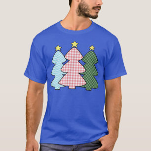 Camiseta Árvores de Natal Verdes, Cor-de-Rosa, Pastel