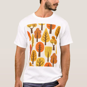 Camiseta Árvores de outono, padrão perfeito.