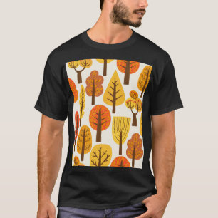 Camiseta Árvores de outono, padrão perfeito.