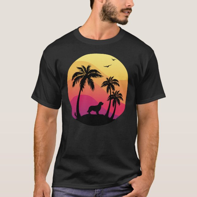 Camiseta Árvores De Palma De Praia E Retriever De Ouros (Frente)