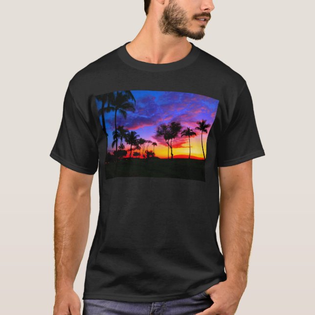 Camiseta Árvores de Palma de Praia Havaiana, Exóticas, Verm (Frente)