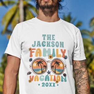 Camiseta Árvores de palma retrógradas óculos escuros férias