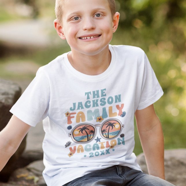 Camiseta Árvores de palma retrógradas óculos escuros férias (Criador carregado)