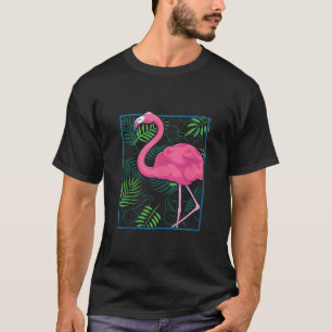 Camiseta Árvores de Palma Rosa-Flamingo Tropic de Aves Anim