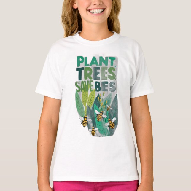 Camiseta Árvores de Plantas, Salvar Abelhas (Frente)