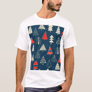 Camiseta Árvores de rabo de Natal, padrão de inverno sem co