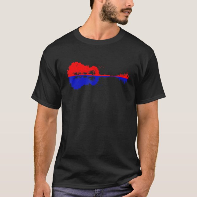 Camiseta Árvores de reflexão da linha do horizonte de guita (Frente)