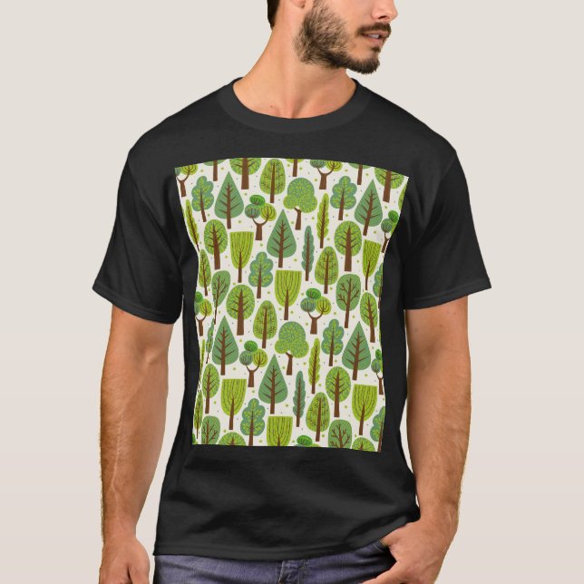 Camiseta Árvores de Verão: Padrão Verde Invisível (Frente)