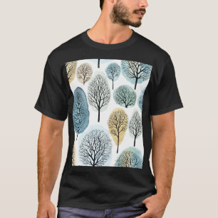 Camiseta Árvores desenhadas à mão, padrão de manchas aquáti