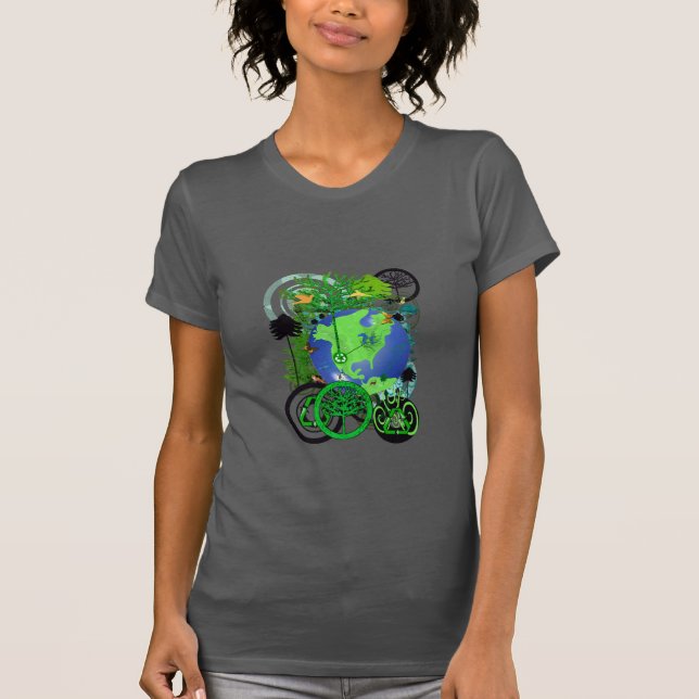 Camiseta Árvores do Reciclar Globais Continem a Terra (Frente)