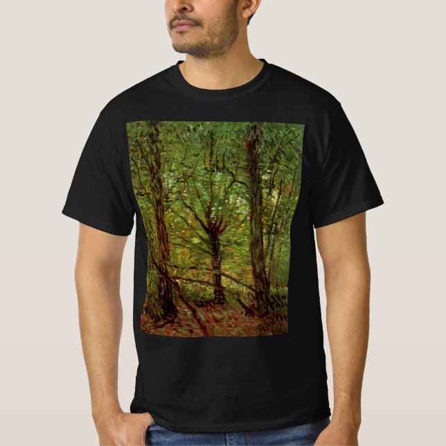 Camiseta Árvores e Sub-bosque por Vincent van Gogh (Frente)