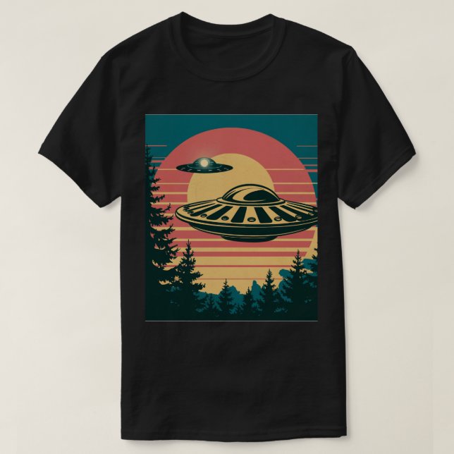 Camiseta Árvores Espaciais da Alienígena Ultramarina Árvore (Frente do Design)