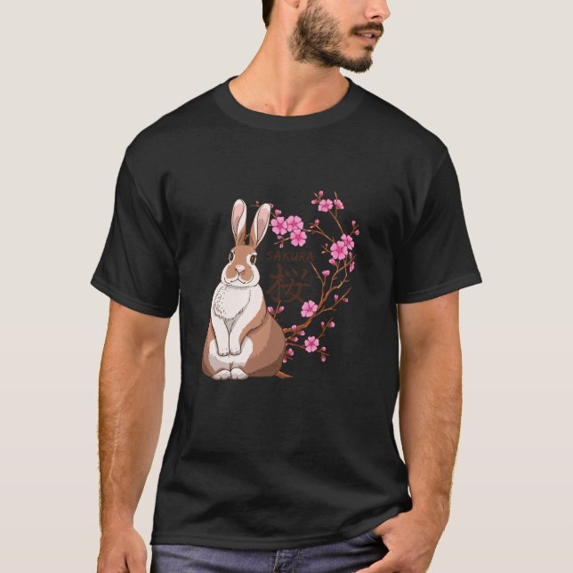 Camiseta Árvores Flores do Coelho Japonês Sakura Cereja Flo (Frente)