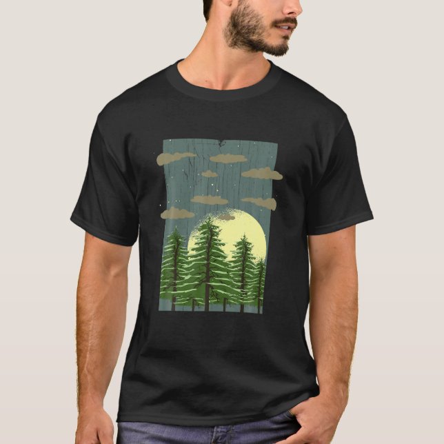 Camiseta Árvores-lua ao ar livre da Floresta Selvagem de Lu (Frente)
