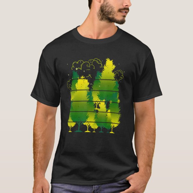 Camiseta Árvores na natureza selvagem e árvores florestais (Frente)