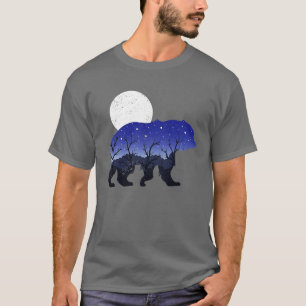 Camiseta Árvores Natureza Lua Noite Floresta Animal Urso Ca