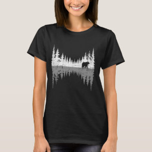 Camiseta Árvores Refletem Vida Selvagem Natureza Urso Anima
