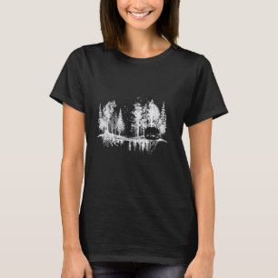 Camiseta Árvores Refletem Vida Selvagem Natureza Urso Anima