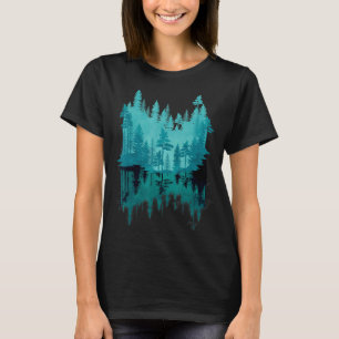 Camiseta Árvores Reflexões ao Exterior Floresta Natural
