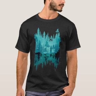 Camiseta Árvores Reflexões ao Exterior Floresta Natural
