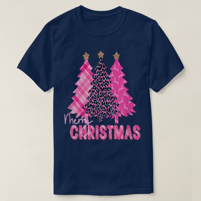 Camiseta Árvores Rosa Feliz de Natal (Frente do Design)