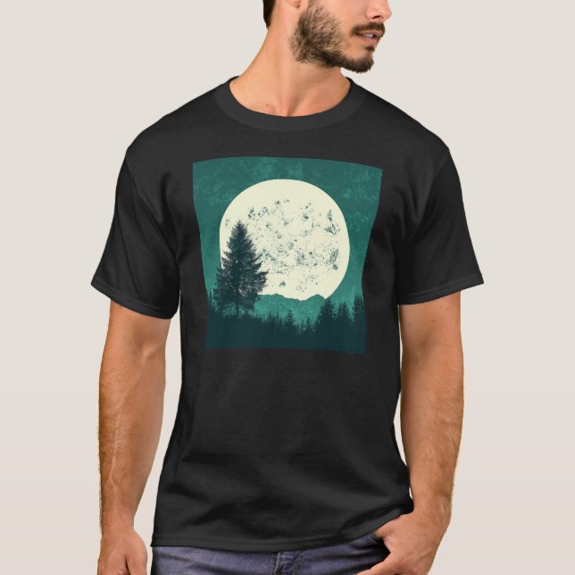 Camiseta Árvores Silhouette da Floresta Natural (Frente)