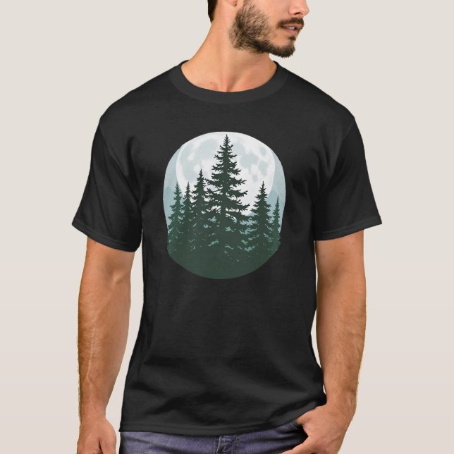 Camiseta Árvores Silhouette da Floresta Natural (Frente)