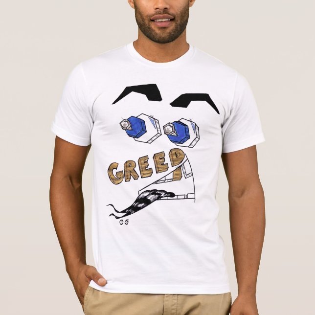 Camiseta As 7 Mortais — Ganância (Frente)