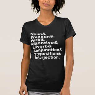 Camiseta As 8 partes do discurso em inglês