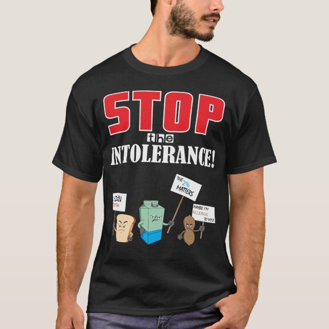 Camiseta As alergias de comida param a intolerância - leite (Frente)