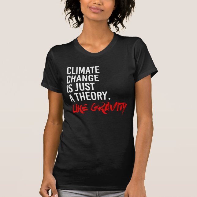 CAMISETA AS ALTERAÇÕES CLIMÁTICAS SÃO APENAS UMA TEORIA (Frente)