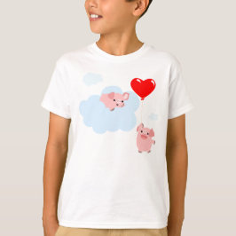 Camiseta As Asas do Amor (Porcos de Cartoon) Crianças