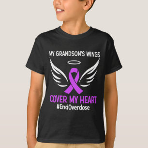Camiseta As Asas do Meu Neto Cobrem Meu Coração Laço Roxo