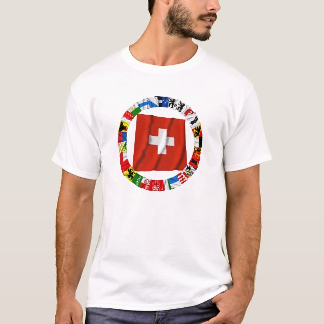 Camiseta As bandeiras dos cantões da suiça (Frente)